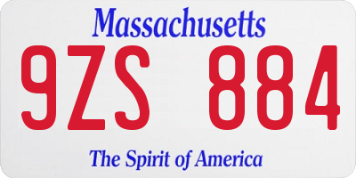 MA license plate 9ZS884