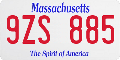 MA license plate 9ZS885