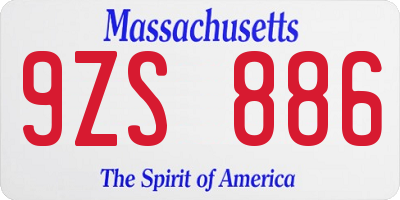 MA license plate 9ZS886