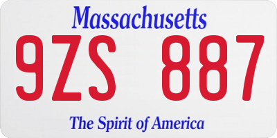 MA license plate 9ZS887