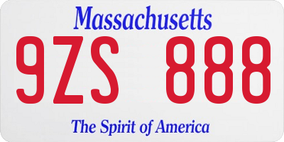 MA license plate 9ZS888