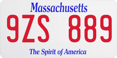 MA license plate 9ZS889