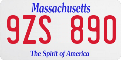 MA license plate 9ZS890