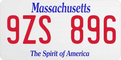 MA license plate 9ZS896