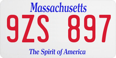 MA license plate 9ZS897