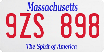 MA license plate 9ZS898