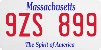 MA license plate 9ZS899