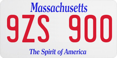 MA license plate 9ZS900