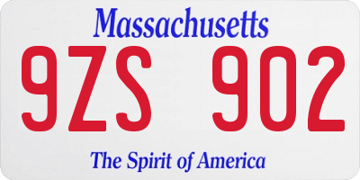 MA license plate 9ZS902