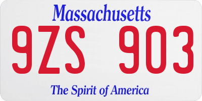 MA license plate 9ZS903