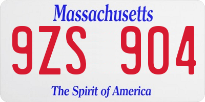 MA license plate 9ZS904