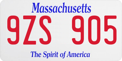 MA license plate 9ZS905