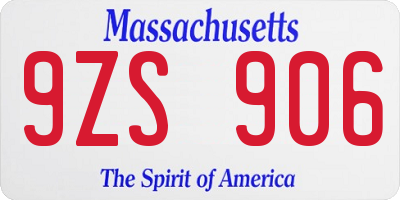 MA license plate 9ZS906