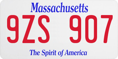 MA license plate 9ZS907