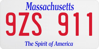 MA license plate 9ZS911