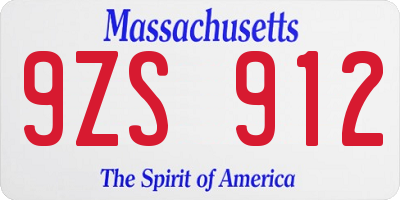 MA license plate 9ZS912