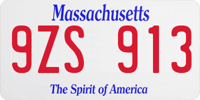 MA license plate 9ZS913