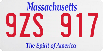 MA license plate 9ZS917