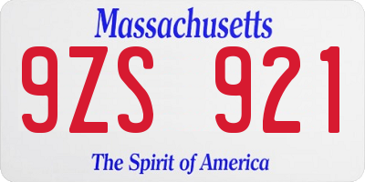 MA license plate 9ZS921
