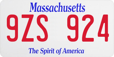 MA license plate 9ZS924