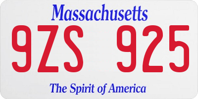 MA license plate 9ZS925