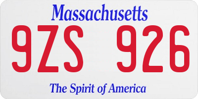 MA license plate 9ZS926