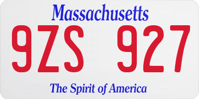 MA license plate 9ZS927