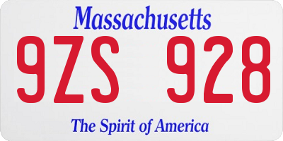 MA license plate 9ZS928