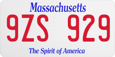 MA license plate 9ZS929