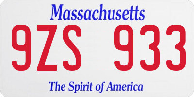MA license plate 9ZS933