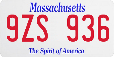 MA license plate 9ZS936