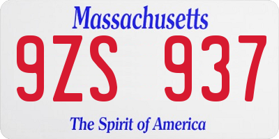 MA license plate 9ZS937