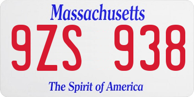 MA license plate 9ZS938