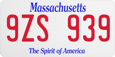 MA license plate 9ZS939