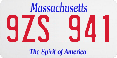 MA license plate 9ZS941