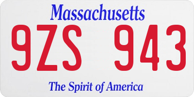 MA license plate 9ZS943