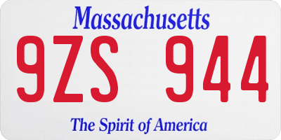 MA license plate 9ZS944