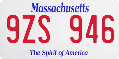 MA license plate 9ZS946