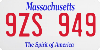 MA license plate 9ZS949