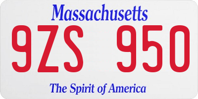 MA license plate 9ZS950