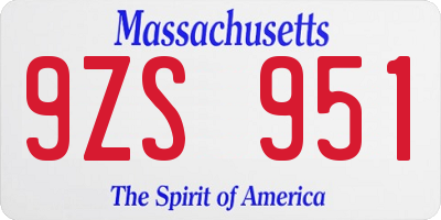 MA license plate 9ZS951