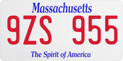 MA license plate 9ZS955