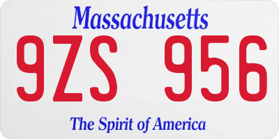 MA license plate 9ZS956