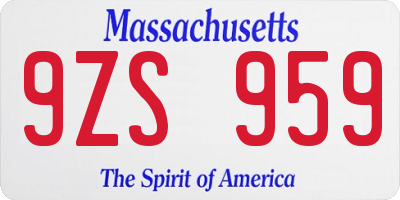 MA license plate 9ZS959