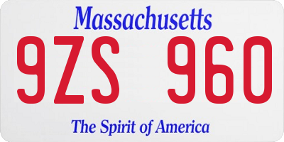 MA license plate 9ZS960