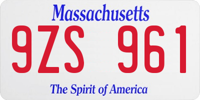 MA license plate 9ZS961