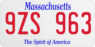 MA license plate 9ZS963