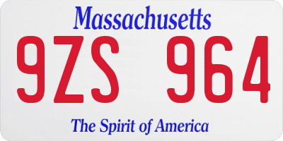 MA license plate 9ZS964