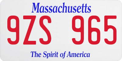 MA license plate 9ZS965