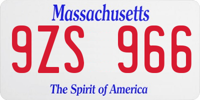 MA license plate 9ZS966